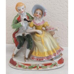 Vintage Fancy Bisque Porcelain Man & Woman Figurine Maruyama? Occupied Japan